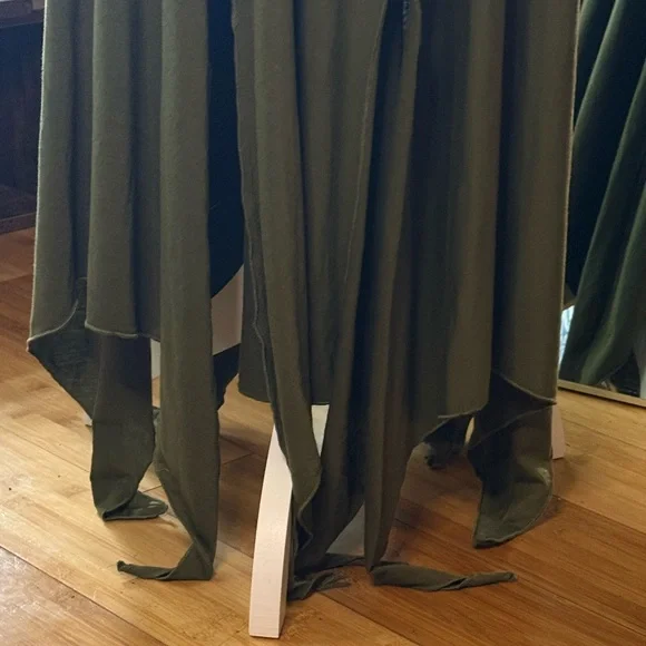 Olive Green Boho Lace-Up Waist Handkerchief Hem Skirt XL - Picture 4 of 7